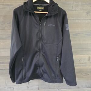 KLIM Mens Fleece Jacket Black Full Zip Motorcycle Snowmobile USA Flag Medium